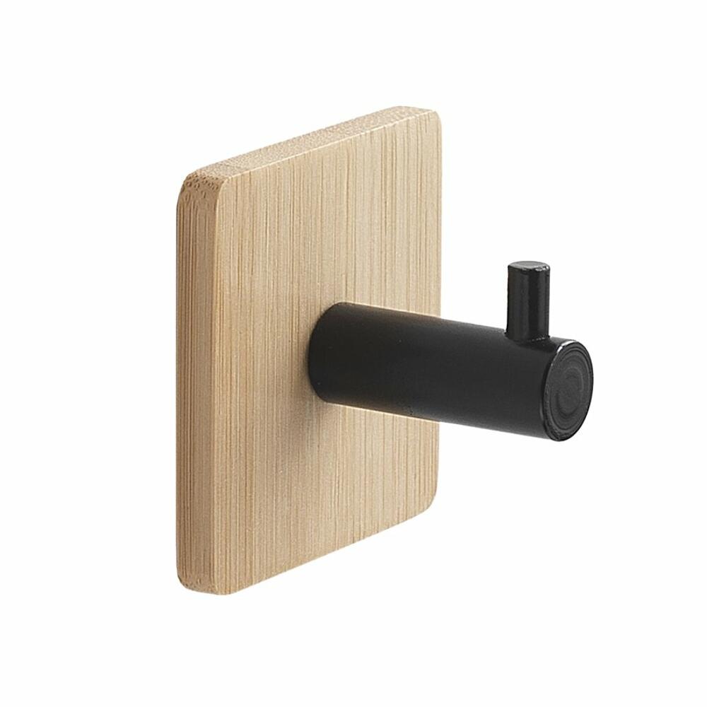 HIMALAYA Haken selbstklebend, Schwarz/Bambus