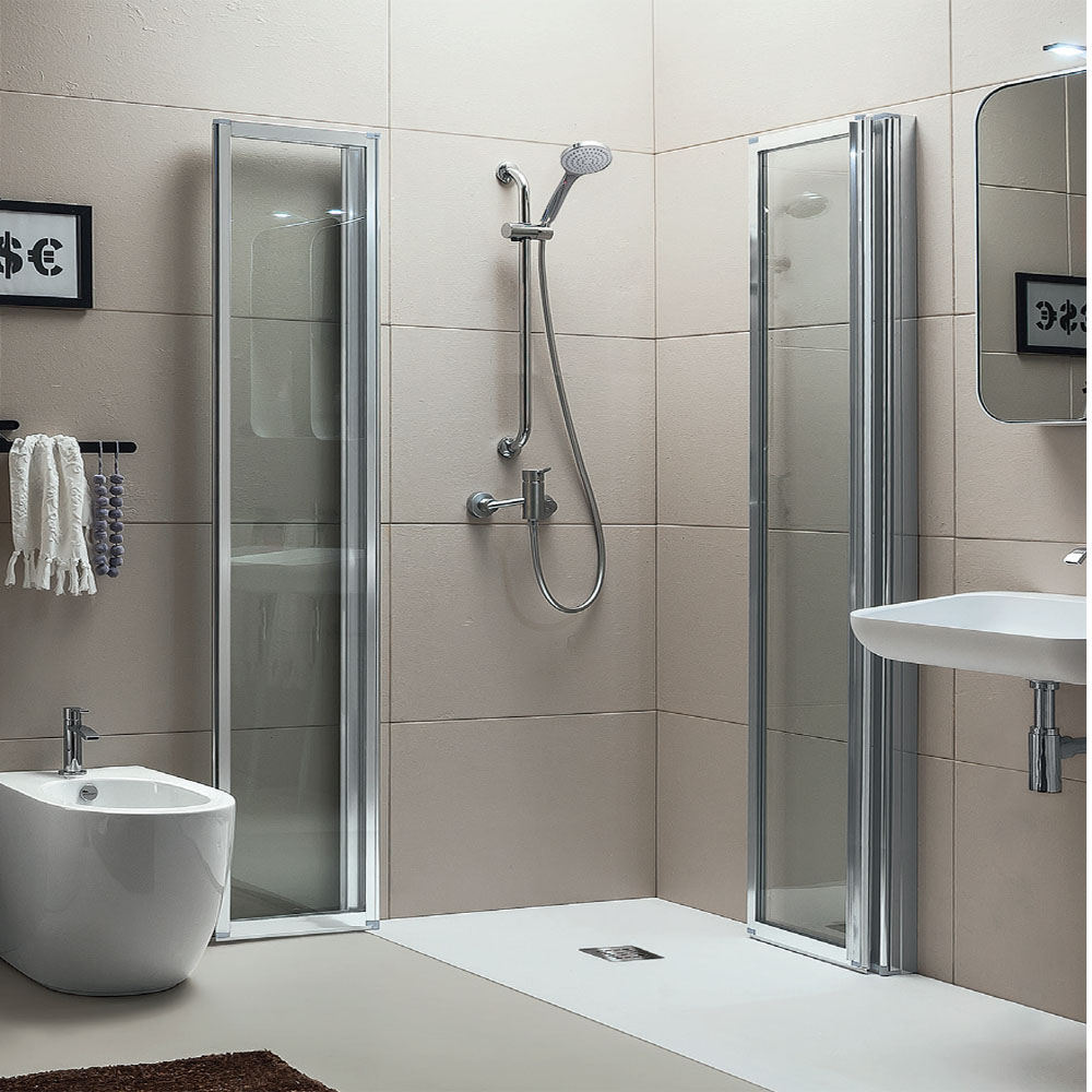 Rechteck-Duschkabine HELP mit Falttüren, Größe nach Wahl, Acryl-oder