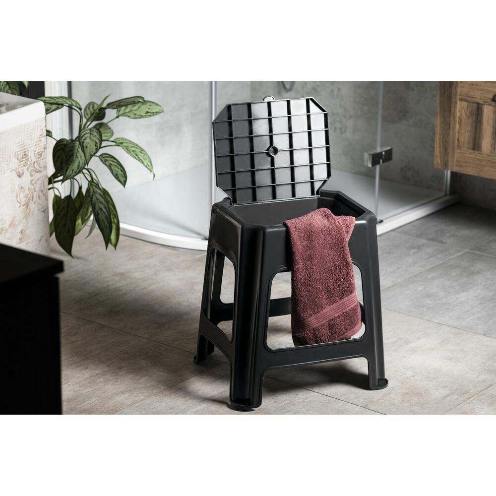 Badhocker mit Stauraum, schwarz
