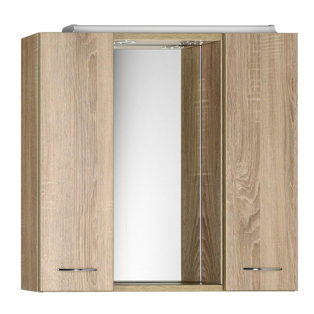 ZOJA/KERAMIA FRESH Spiegelschrank mit LED Beleuchtung, 70x60x14cm, Platineiche
