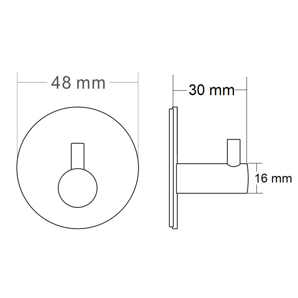 Haken form&style zum kleben rund schwarz matt