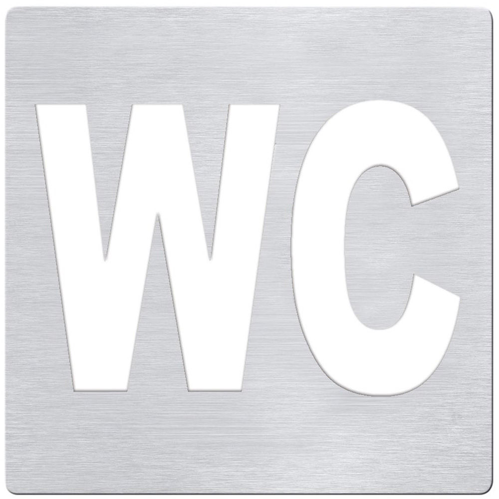 WC Schild 120x120 mm, gebürsteter Edelstahl