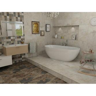 REDUTA Freistehende Badewanne, Gussmarmor 171x81x58cm, Weiß