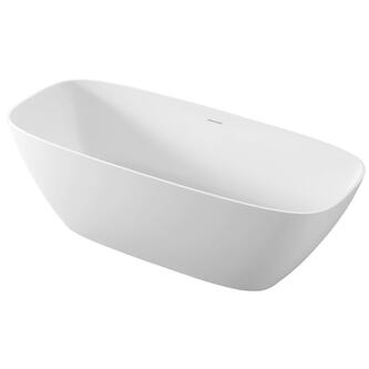 MEDINA Freistehende Badewanne 165x70cm, Gußstein, weiß matt
