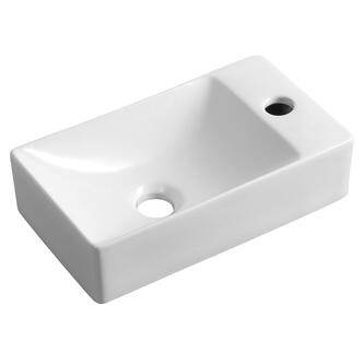 MARGITHA Keramik-Waschtisch 38x22cm, Armaturloch auf der rechten Seite,  Weiß