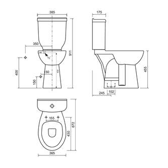 HANDICAP WC, Abgang senkrecht, 36,5x67,2cm, weiss