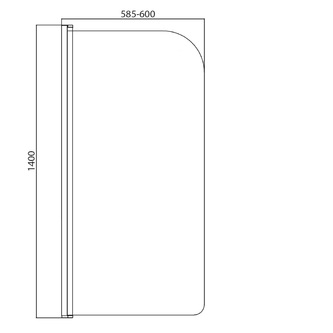 VILMA Wannenabtrennung 600x1400mm, Chrom, rechts, Mattglas