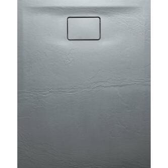 ACORA Duschwanne aus gegossenem Marmor, 100x80x2,9cm, Rechteck, grau, Steind