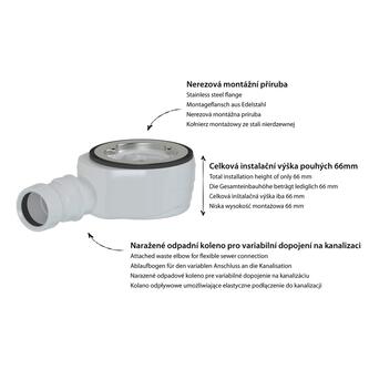 Duschwannensiphon, Durch. 90mm, DN40, Niedrig