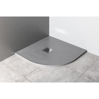 MITIA Gussmarmor-Duschwanne, Viertelkreis, R550, 90x90x2,6cm, grau