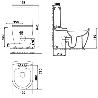 GRANDE XL 3 Kombi-WC, Abgang senkrecht/waagerecht, weiß