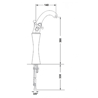 ANTEA Waschtischarmatur, hoch, mit Ablaufgarnitur Höhe300mm, Chrom