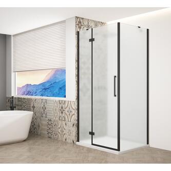 TRINITY BLACK Rechteckige Duschkabine 800x800mm, Mattglas, links