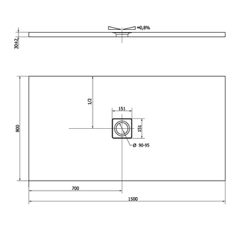 FLEXIA Gussmarmor-Duschwanne 150x80cm, Verkürzungsmöglichkeit, weiß matt
