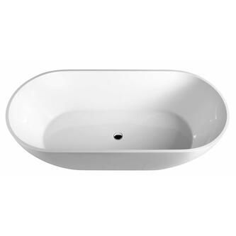 REDUTA Freistehende Badewanne, Gussmarmor 171x81x58cm, Weiß