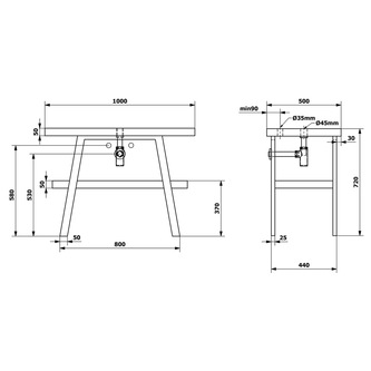 TWIGA Waschtischunterbau 100x72x50 cm, Eiche Rover