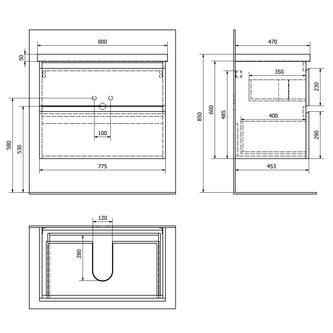 ALTAIR Unterschrank 77,5x60x45cm, schwarz matt