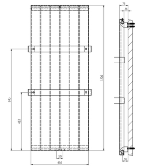 MAGNIFICA Badheizkörper 456x1206 mm, Weiß mit Textur