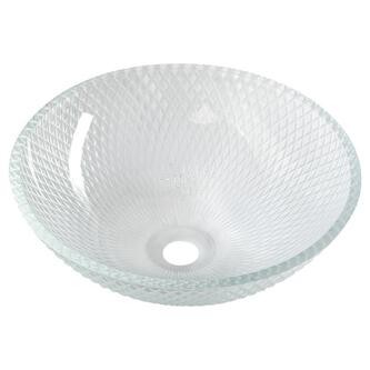 PUKETA gravierter Glaswaschtisch, Ø 42 cm, Klarglas
