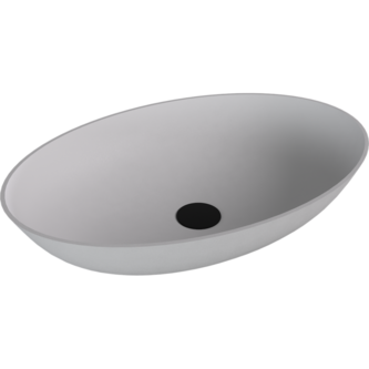 BANERA OVAL Waschbecken zum Aufsetzen, Gussmarmor, 60x40cm, Weiß matt
