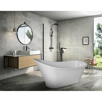 LUTON Freistehende Badewanne 159x73x80cm, weiß