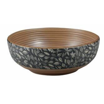 PRIORI Keramik-Waschtisch Durchmesser 41 cm, braun mit Blaudekor