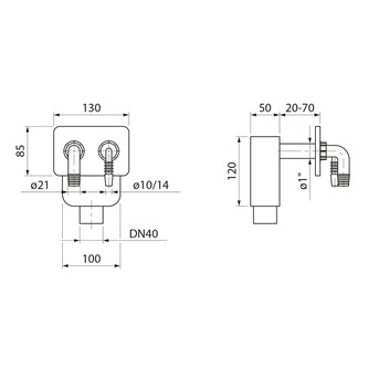 DEXA 2 Unterputz-Siphon für Waschmaschine und Trockner, DN40mm, weiß