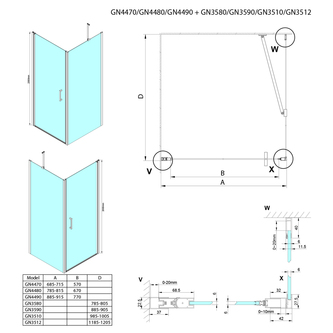 LORO Duschtür 900mm, Klarglas