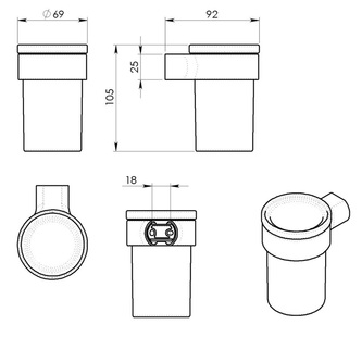 PIRENEI  Zahnputzbecher/Glas, Milchglas, Kupfer matt