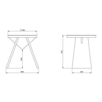 ASTYLE Badhocker ø 36x41cm, Massivholz Eiche natur