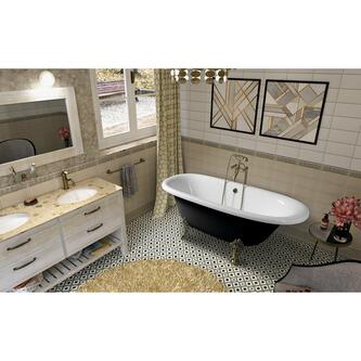 REGATA Freistehende Badewanne 175x85x61cm, Füße bronze, schwarz/weiß