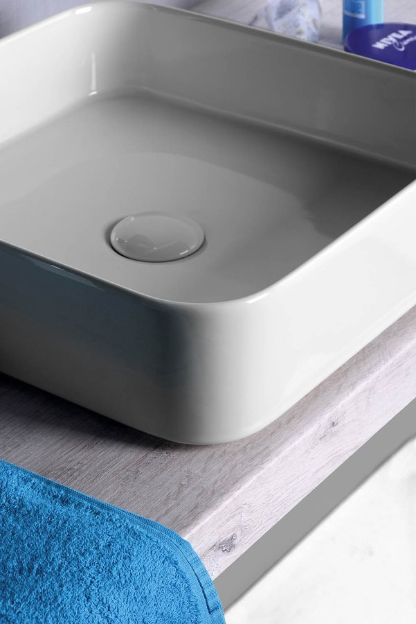 BLADE Keramik-Waschtisch zum Aufsetzen 40x40cm, Weiß