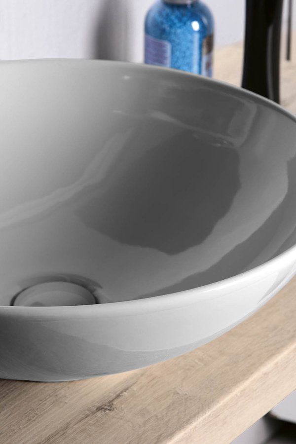 DIMP Keramik-Waschtisch zum Aufsetzen, Ø 46cm, Weiß