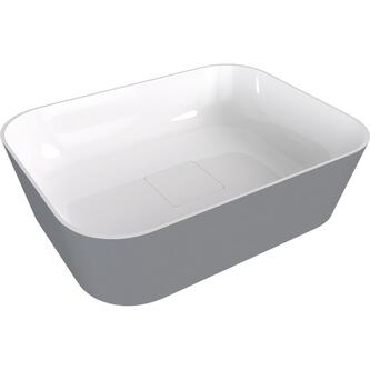 BANERA SQUARE Aufsatz-Waschtisch, Gussmarmor, 50x36cm, weiß/grau matt