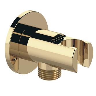 Brausehalter rund, fest, mit Auslauf, Gold