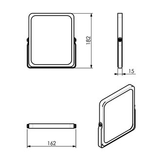MIDORI Stand-Kosmetikspiegel, 162x185mm, Doppelseitig, Schwarz/Bambus