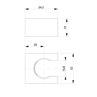 Brausehalter, eckig gold matt