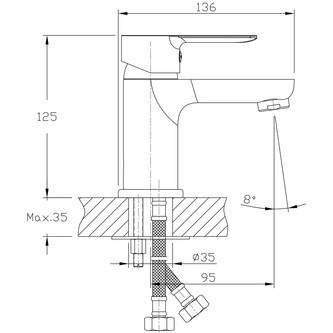 BARON ECO 6 l/min, Waschtischarmatur, Chrom