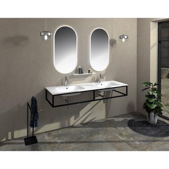 ARECA Gussmarmor-Doppelwaschtisch 161x51,5cm, weiß