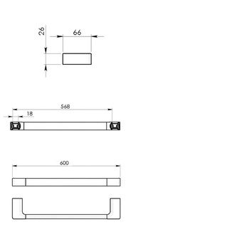 PIRENEI Handtuchhalter 600x66mm, Chrom