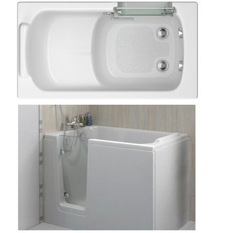 DEEP Sitzwanne mit Tür/Seniorenwanne 121x65cm  Ausführung Links