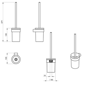 PIRENEI Hänge-WC-Bürste, Milchglas, Kupfer matt