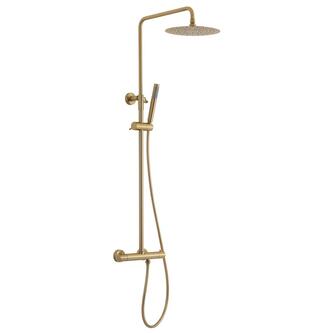 Duschsäule mit Thermostat-Armatur, Gold matt