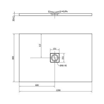 FLEXIA Gussmarmor-Duschwanne 120x80cm, grau matt