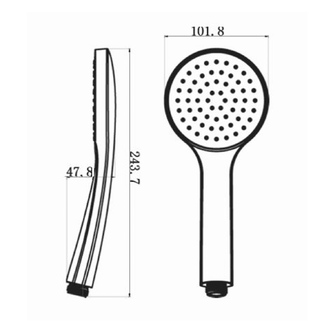 Handbrause, Durch. 102mm, ABS/Schwarz matt