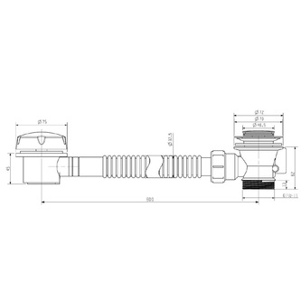 Ablaufgarnitur mit Bowdenzug und Siphon, Chrom