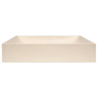 TARANT Betonwaschbecken mit Ablaufgarnitur, 58x36cm, weißer Sandstein