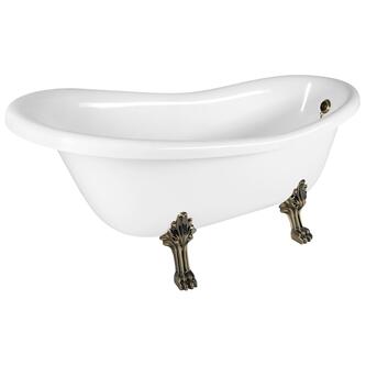 RETRO freistehende Badewanne 168x76,2x70cm, weiß, Füße Bronze