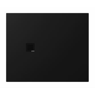 TRENECA Gussmarmor-Duschwanne 120x100cm, Verkürzungsmöglichkeit, schwarz matt