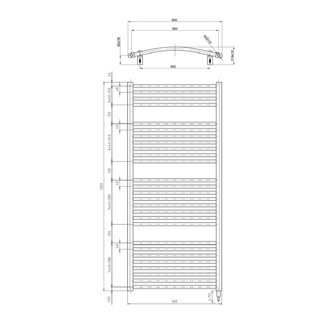 ORBIT-E Elektrischer Badheizkörper, gebogen, 600x1320 mm, 600 W, Weiß